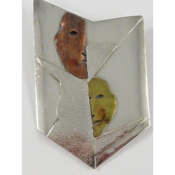 Large 1986 Opera Theatre Performing Arts Mask Pin Sterling Silver by GMS - Picture 3 of 8